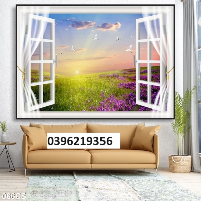 Tranh gạch hình cửa sổ 3D