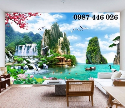 Gạch 3d tranh phong cảnh thác nước