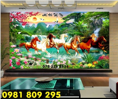 Mẫu tranh gạch 3d bát mã - tranh phòng khách