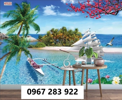 Gạch tranh 3d cảnh thuyền buồm