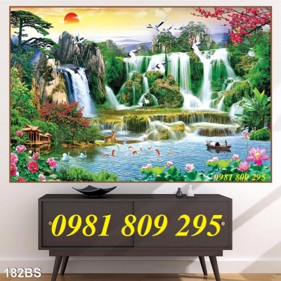 tranh gạch phong thủy sơn thủy 3d