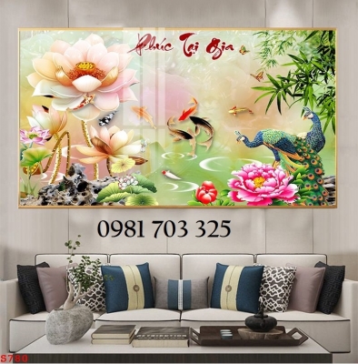 Tranh gạch hoa sen trang trí nhà