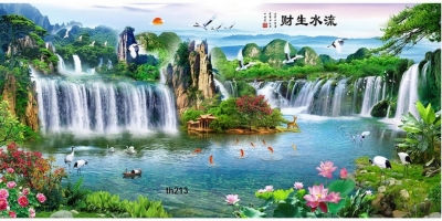 Tranh gạch 3d phong cảnh thác nước chảy - XCV44