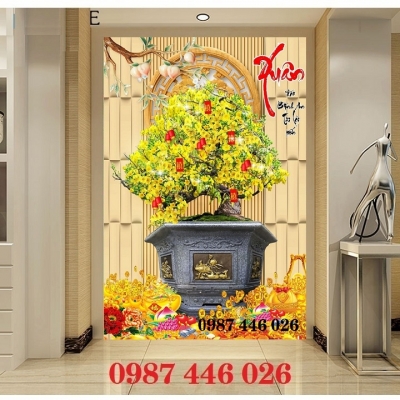 Tranh gạch men hoa mai vàng HP0762