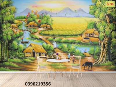 Tranh gạch đẹp đồng quê 3d