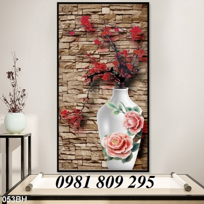 Tranh bình hoa - gạch tranh 3d trang trí