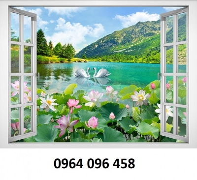 Tranh gạch 3d ốp tường cửa sổ - DXC422