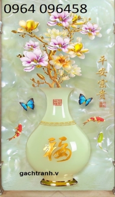 Tranh gạch men 3d mẫu bình hoa - MC43