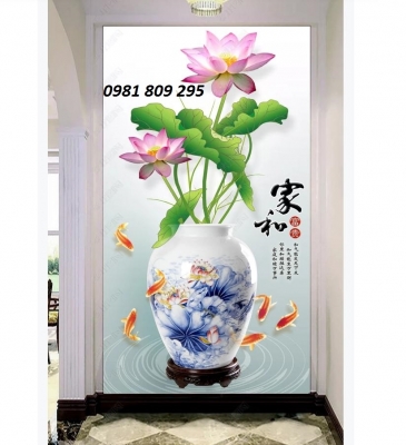 Tranh bình hoa - gạch tranh 3d trang trí