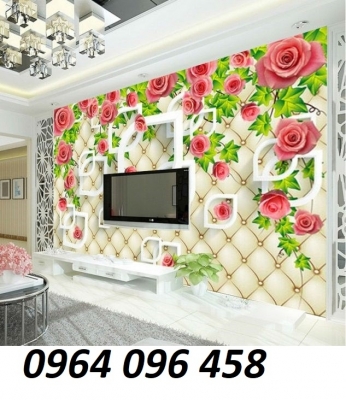 tranh gạch ốp tường 3d hoa hồng - 643SN
