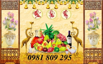 Gạch tranh phòng thờ 3d chữ phúc