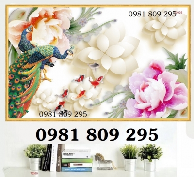 Tranh gạch men chim công phong thủy GP8767