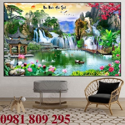 Tranh gạch , gạch ốp tường 3d phong cảnh