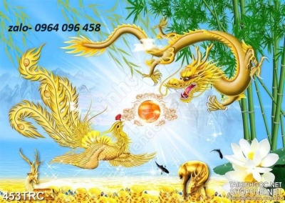 Gạch tranh 3d rồng phượng - XDC43