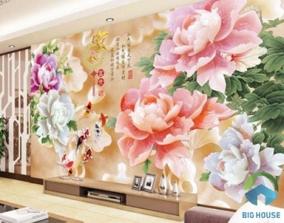 Gạch ốp tường 3d phòng khách sang trọng