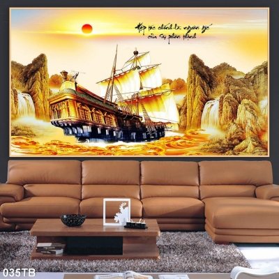 Tranh 3D- Tranh gạch thuận buồm xuôi gió