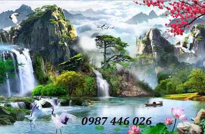 Gạch tranh tường thác nước HP8733