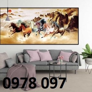 Tranh 8 chú ngựa - gạch in 3D sắc nét