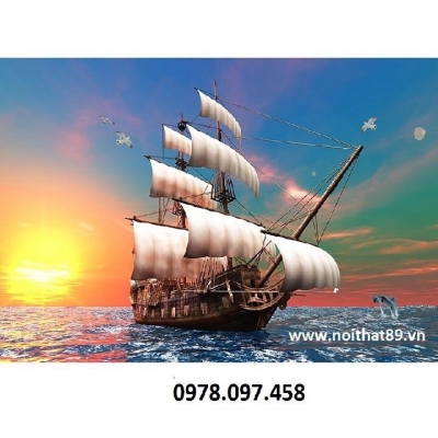 Tranh thuyền buồm xuôi gió