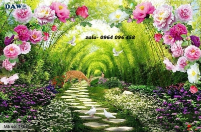 Tranh gạch 3d phong cảnh vườn hoa - SCXB32