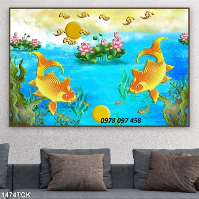 Tranh gạch men cửu ngư quần hội.