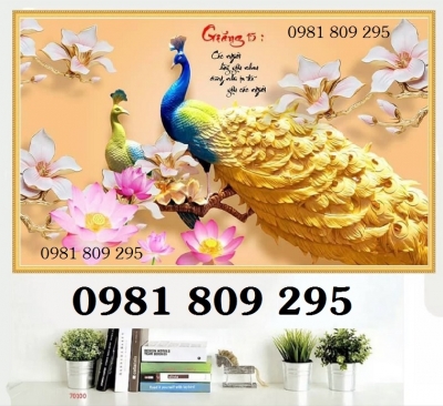 Tranh gạch chim công ốp phòng khách HP745