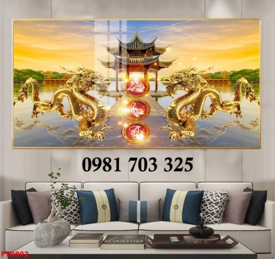 Gạch men 3D, tranh rồng phong thủy tài lộc