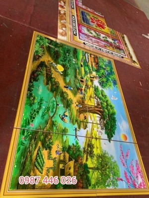 Gạch tranh phong cảnh làng quê