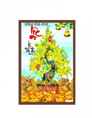 tranh gạch 3d chậu mai - XV56