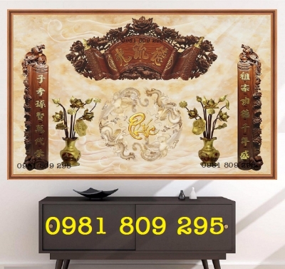 Gạch tranh phòng thờ gia tiên