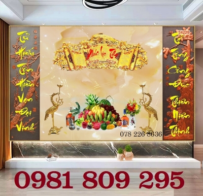 Gạch tranh cao cấp phòng thờ 3d gia tiên