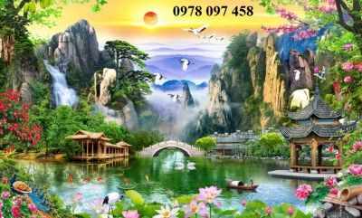 Gạch tranh họa tiết phong cảnh thiên nhiên