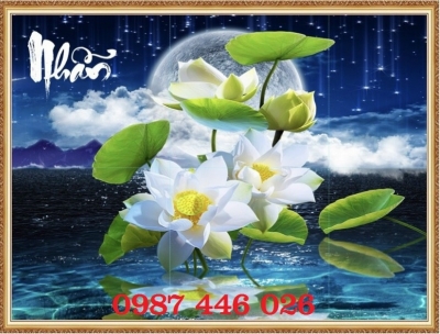 Gạch tranh hoa sen 3d tuyệt đẹp HP9872