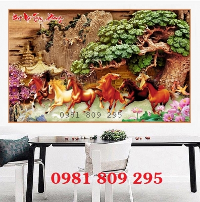 Tranh mã đáo thành công , gạch 3d JP553