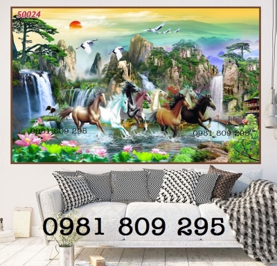 Tranh gạch men bát mã HP736