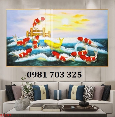 Gạch men cá chép dán tường phòng khách