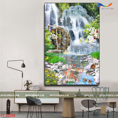 Tranh gạch khổ đứng phong cảnh trang trí