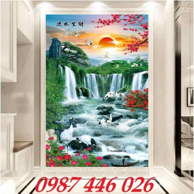 Gạch 3d tranh ốp tường phong cảnh thiên nhiên đẹp HP82