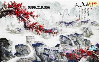 Tranh gạch 3D Hoa đào trang trí