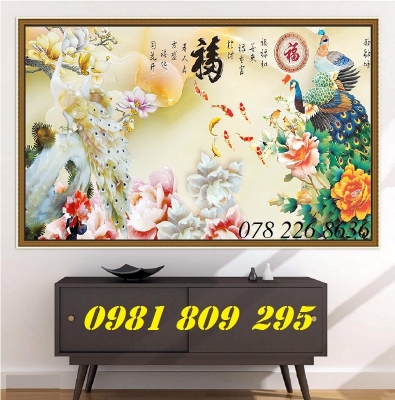 Tranh gạch 3d ốp phòng ngủ - chim công