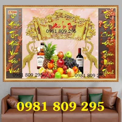 Tranh gạch ốp tường phòng thờ Phúc Lộc Thọ GP09