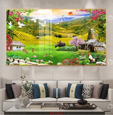 Gạch tranh 5d hoa cỏ thiên nhiên - SXC62