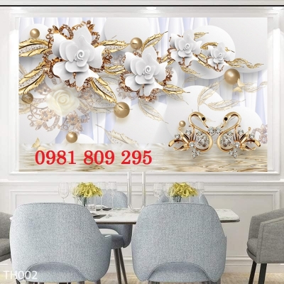Tranh gạch 3d hoa ốp phòng khách GF735334