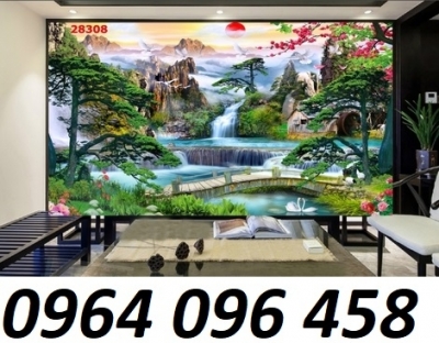 Tranh gạch ốp tường phong cảnh đồng quê 3d