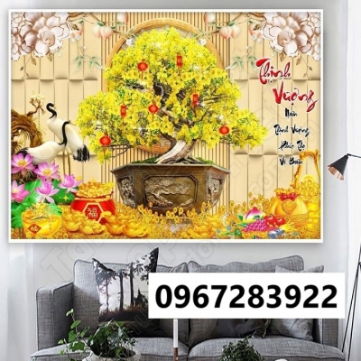 Tranh gạch đẹp trang trí 3D hoa mai