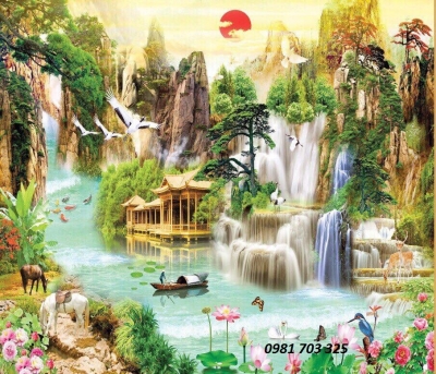 Tranh sươn thủy hữu tình-gạch tranh ốp tường