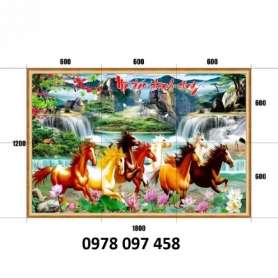 Tranh phòng khách - tranh 9 chú ngựa