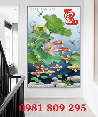 Gạch 3d hoa sen trang trí