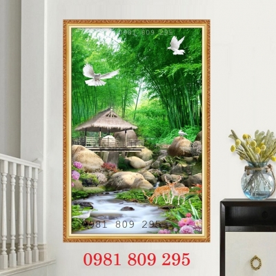 Tranh gạch men khổ dọc , gạch 3d