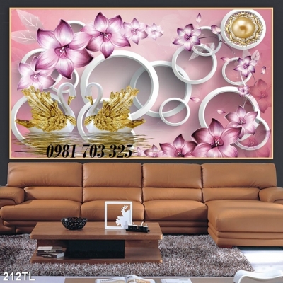 Tranh gạch 3D trang trí hình hoa đẹp